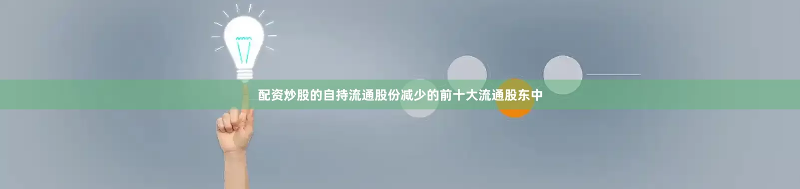 配资炒股的自持流通股份减少的前十大流通股东中